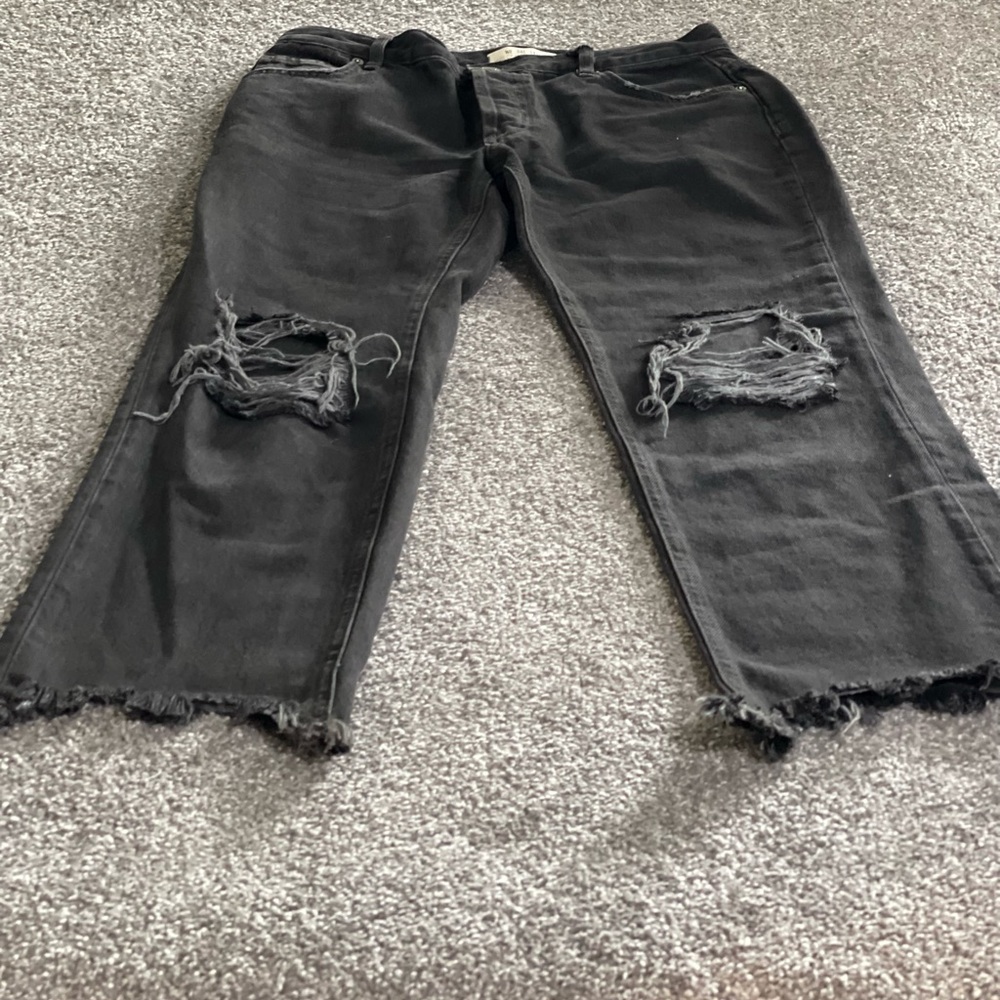 Free People Distressed Black Jeans